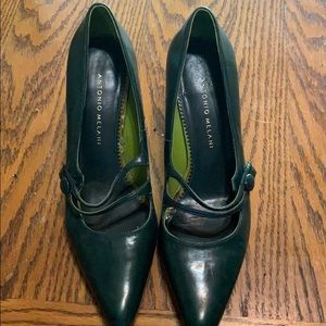 Green pointy toe heels